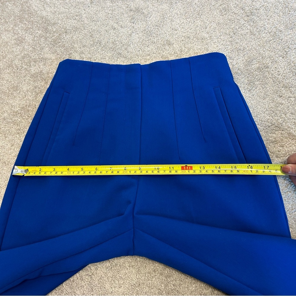 Zara Royal cobalt blue high waisted pronounced seam tailored tapered ankle pants - Picture 7 of 12